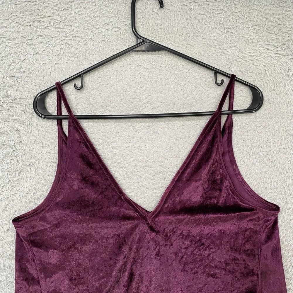 Free People Intimately Crop Tank Top Womens XS Purple Velvet Button Tie Front